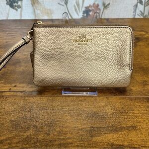 Coach Metallic Gold Small Double Zip Wristlet